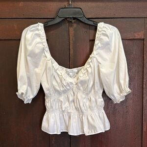 Reformation Vineyard Ruffle Blouse White Size Medium